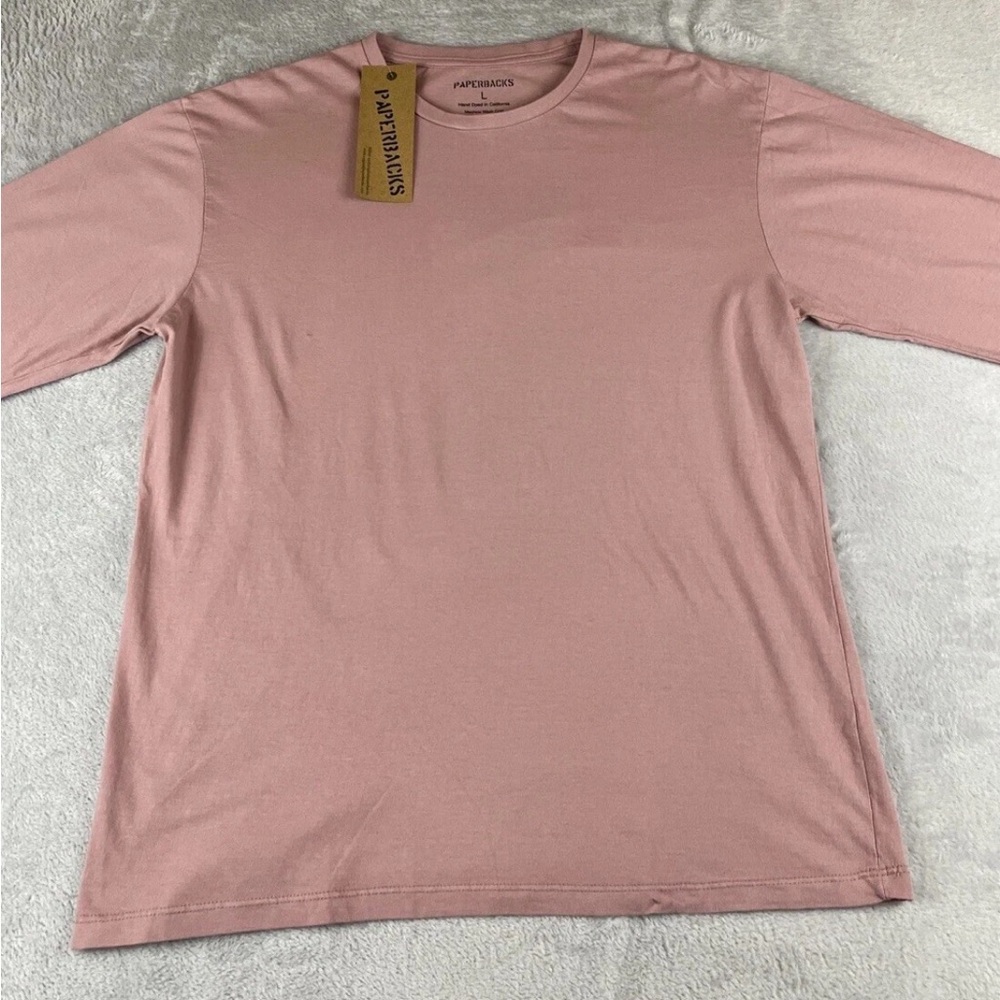 Paperbacks mens long sleeve pink tshirt size Large
